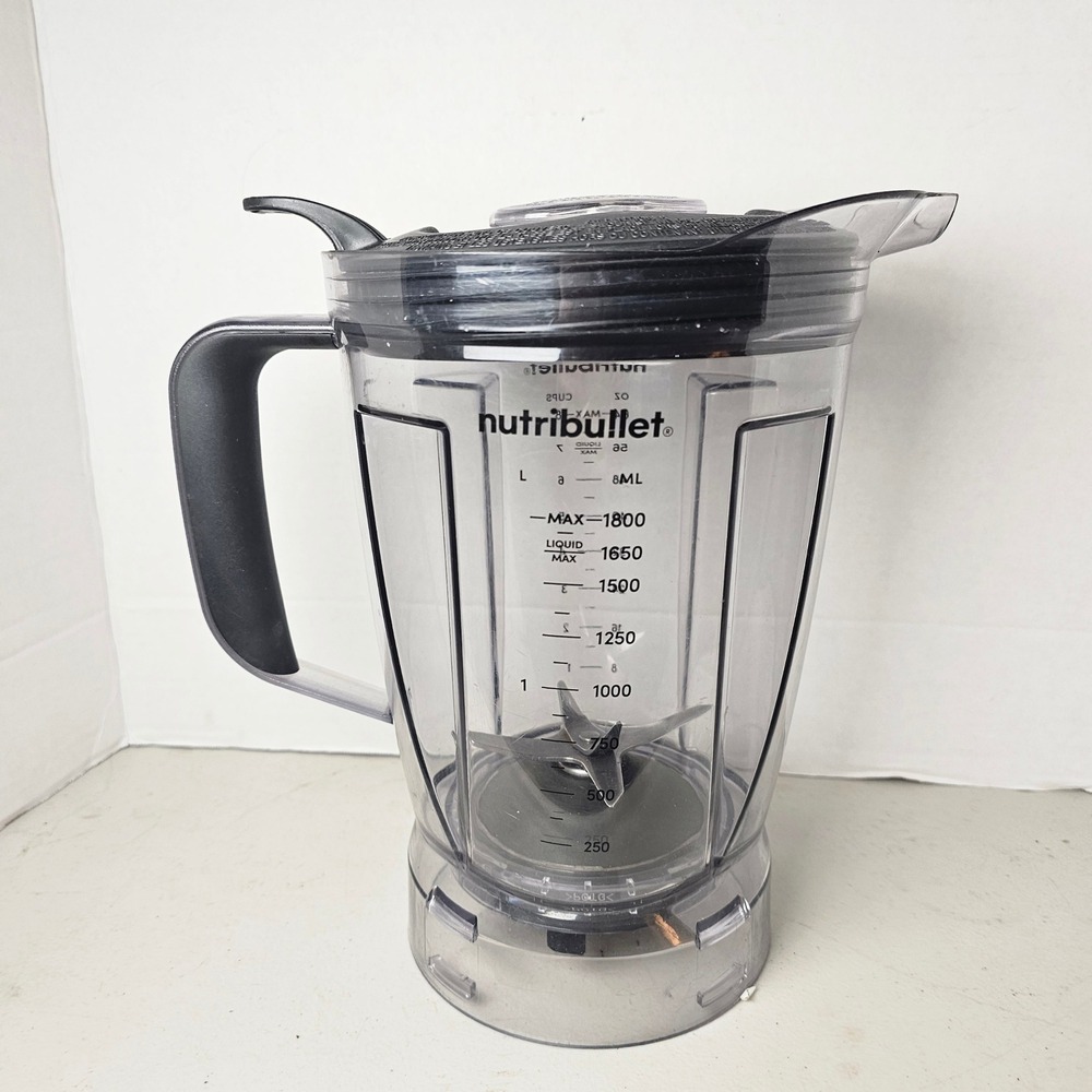 NutriBullet 64oz Blender Pitcher Replacement with Lid and Integrated Blade Clear